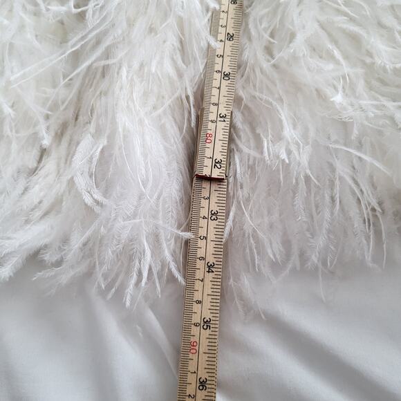$1800 Alice + Olivia Milany Feather Mini White dress Sz 4 Small Bridal Wedding - Picture 16 of 16